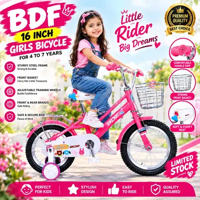 Long Lasting 16 Inch Pink Bike for Little Girls aged 4-8 Yo