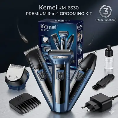 Foil Blade Unisex Hair Trimmer Kemei 6330 3 In 1 Trimmer Men