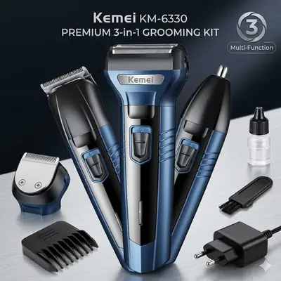 Foil Blade Unisex Hair Trimmer Kemei 6330 3 In 1 Trimmer Men