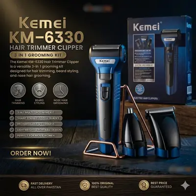 Foil Blade Unisex Hair Trimmer Kemei 6330 3 In 1 Trimmer Men