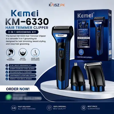 Foil Blade Unisex Hair Trimmer Kemei 6330 3 In 1 Trimmer Men