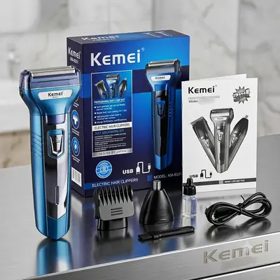 PACK OF 2PC Foil Blade Unisex Hair Trimmer Kemei 6330 3 In 1