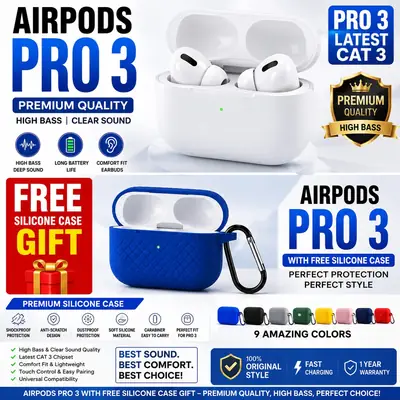 PRO 3 WITH Silicone Long-Lasting Battery Fast Charge Earbuds