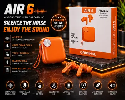 AIR 6 ORIGINAL Long-Lasting Battery With Fast Charge Earbuds