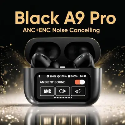 A9 black Long-Lasting Battery With Fast Charge 123 Earbuds