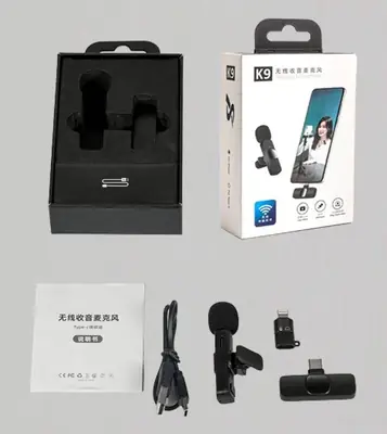 K9 Dual Wireless Microphone Black 2in1