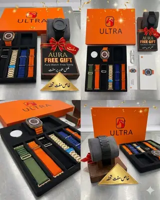 Ultra 3 Smart Watch 7 Color Straps With Arabic Aura For Men