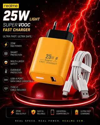 Micro USB 25W Realme Fast Charger 3in1 Mobile Adapter
