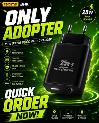 Realme 25W Fast Charging Adoptor Quick Charger
