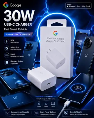Google Pixel 30W USB-C Fast Charger Power Adapter