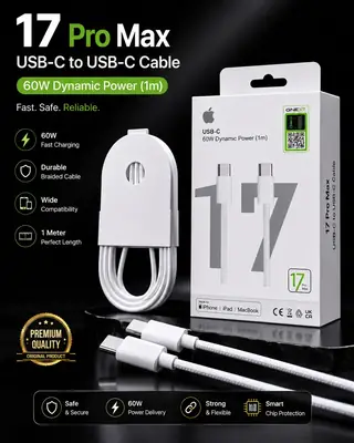 iPhone 17 Pro Max 60W USB C to C Charging Cord
