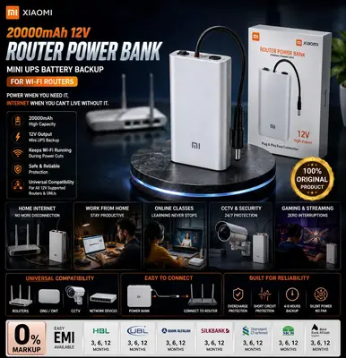Mi Router Power Bank 20000 mAh Fast Travel , Two Usb Port