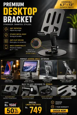 Foldable Desktop Bracket For Phone Tablet 360 Rotation