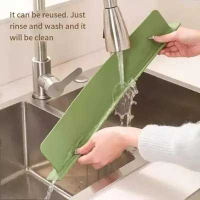 Green Silicone Sink Splash Guard for Kitchen & Bathroom 