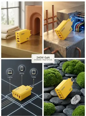 240W GaN 4-Port Fast Charger USB C PD Quick Charge