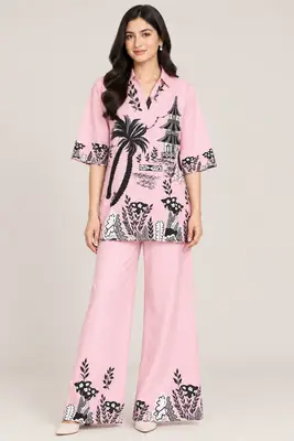 2 Pcs Women's Stitched Grip Printed Co-Ord Set