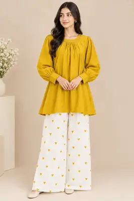 2 Pcs Women's Stitched Grip Plain Co-Ord Set