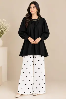 2 Pcs Women's Stitched Grip Plain Co-Ord Set