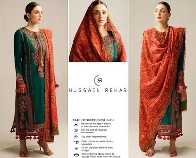 3 Pcs Women's Unstitched Embroidered Suit(HB)