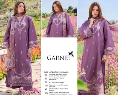 3 Pcs Women's Unstitched Embroidered Suit(HB)