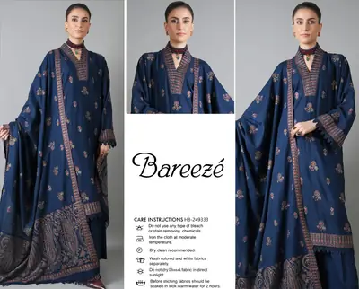 3 Pcs Women's Unstitched Embroidered Suit(HB)