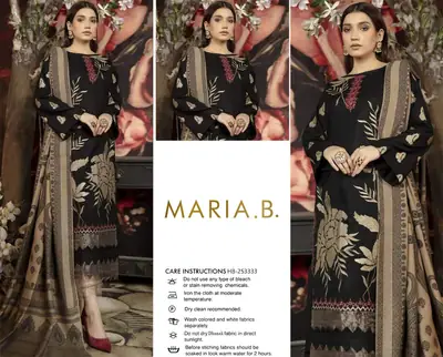 3 Pcs Women's Unstitched Embroidered Suit(HB)