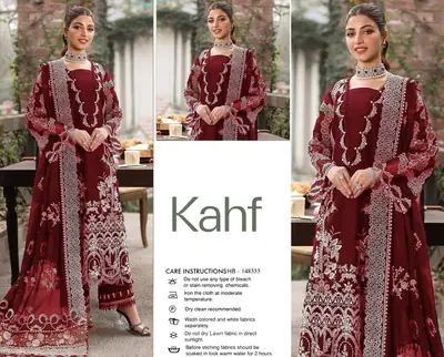 3 Pcs Women's Unstitched Embroidered Suit(HB)