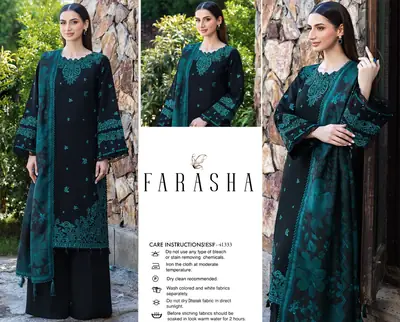 3 Pcs Women's Unstitched Embroidered Suit(HB)