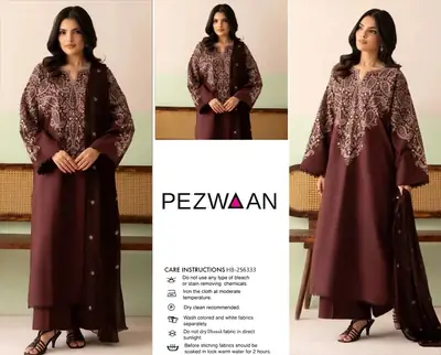 3 Pcs Women's Unstitched Embroidered Suit(HB)