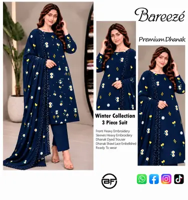 3 Pcs Women's Unstitched Embroidered Suit(bF)
