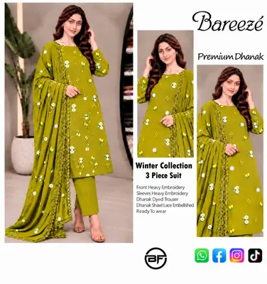 3 Pcs Women's Unstitched Embroidered Suit(bF)