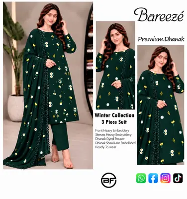 3 Pcs Women's Unstitched Embroidered Suit(bF)