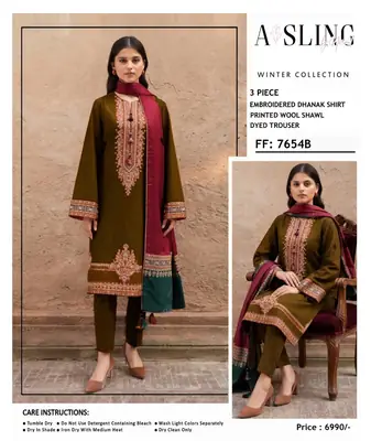 3 Pcs Women's Unstitched Embroidered Suit(F&f)