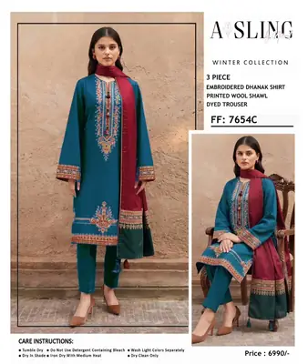 3 Pcs Women's Unstitched Embroidered Suit(F&f)