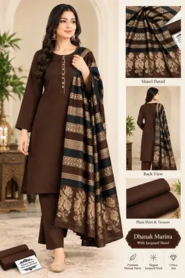 3 Pcs Women's Unstitched Plain Suit(A&C)