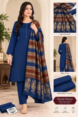 3 Pcs Women's Unstitched Plain Suit(A&C)