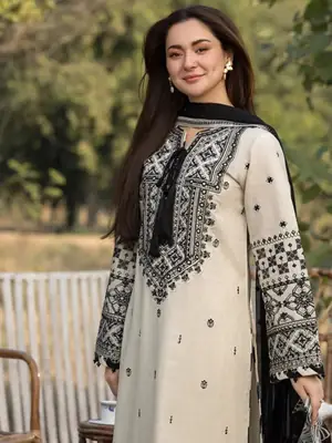 3 Pcs Women's Unstitched Embroidered Suit(nf)