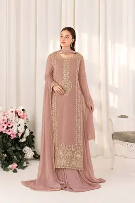 3 Pcs Women's Unstitched Embroidered Suit(skf)