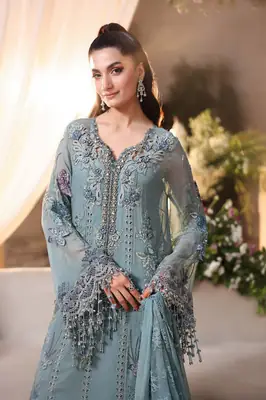 Maria.B Chiffon Embroidered 3-Piece Suit(skf)