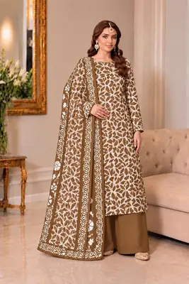 3 Pcs Women's Unstitched Printed Suit(skf)