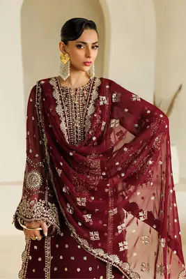 3 Pcs Women's Unstitched Hand Embroidered Suit(mi)