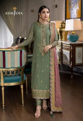 3 Pcs Women's Unstitched Embroidered Suit(mi)