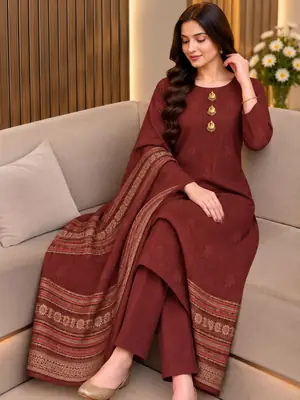 3 Pcs Women's Unstitched Printed Suit(f&f)