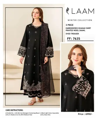 3 Pcs Women's Unstitched Embroidered Suit(f&f)