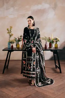 3 Pcs Women's Unstitched Embroidered Suit(f&f)