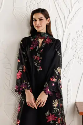3 Pcs Women's Unstitched Embroidered Suit(f&f)
