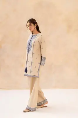 2 Pcs Women's Unstitched Embroidered Suit(mc)