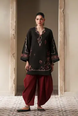 2 Pcs Women's Unstitched Embroidered Suit(nf)