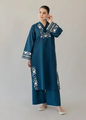 2 Pcs Women's Unstitched Embroidered Suit(nf)