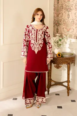 3 Pcs Women's Unstitched Embroidered Suit